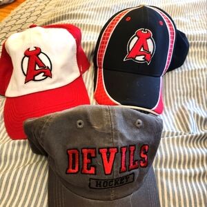 3 vintage Albany Devils Hockey caps